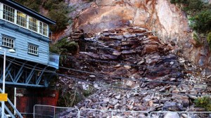 The aftermath of the 2013 rock fall at Plunkett Station