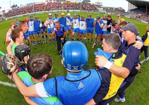 Band of brothers: selector Fintan O’Connor rallies the troops prior to Waterford’s Munster semi-final win over Cork