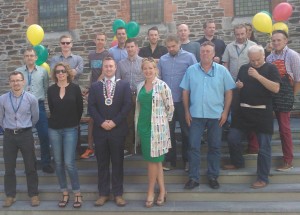 Metropolitan Mayor Eamon Quinlan pictured with the group which recently marked Fumbally Exchange Waterford’s second birthday. 