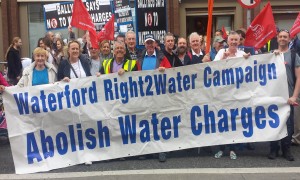 Members of Waterford Right2Water pictured in the Dublin ahead of Saturday's national demonstration.
