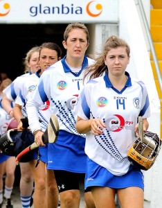 Catriona McGlone leading Waterford out for their All-Ireland semi-final clash with Meath.