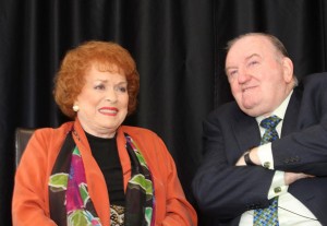Maureen O'Hara pictured with George Hook during her visit to New Ross in 2011.