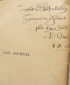 The signature of Gearóid O’Sullivan on the copy of John Mitchel’s Jail Journal which he handed down to his nephew, Dunmore East resident Michael McSweeney.  