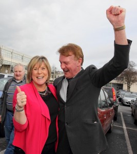 Pol topper Mary Butler with her Director of Elections, Cllr John O’Leary at WIT.