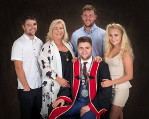 Mayor Adam Wyse with his mother Michelle, sister Natasha and brothers Jason and Darren.