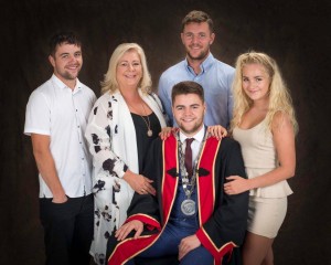 Mayor Adam Wyse with his mother Michelle, sister Natasha and brothers Jason and Darren.