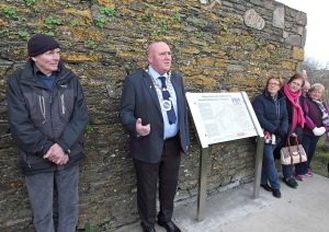 Cllr John Hearne pictured alongside Paddy when speaking at the unveiling of the new sign outside the graveyard during his tenure as Metropolitan Mayor last year. Photo: Noel Browne. 