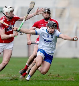 Waterford's Mikey Kearney is tackled by Cork's Tim O'Mahony during Waterford's National Hurling League Division 1A win at Páirc Uí Chaoimh. See Sport 2-4 for more from last Sunday's match.							| Photo: Maurice Hennebry 