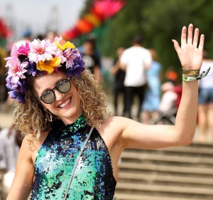 Flower power: Sabrina Carey pictured at the All Together Now festival at Curraghmore House and Gardens. 