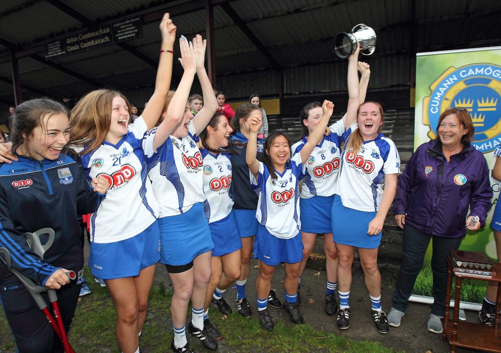 Deise captain Shauna Fitzgerald holds aloft the Munster 'A' Minor Camogie Cup following her team's 2-11 to 1-11 win over Cork in Fermoy on Wednesday last.  								| Photos: Noel Browne 
