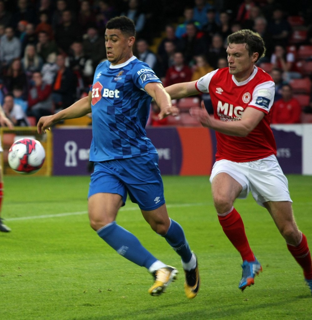 Courtney Duffus on the attack during last Friday's Premier Division defeat to St Patrick's Athletic