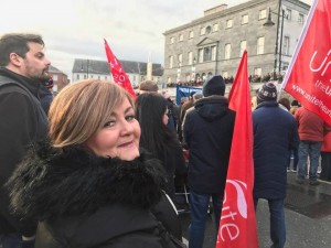 Liz pictured at one of the marches held in Waterford calling for greater cardiac services at UHW