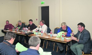 The top table at last Wednesday’s East Waterford GAA Convention held at the St Saviours Clubhouse were, from left: John Sheehan (Assistant Secretary), Paddy Joe Ryan (Chairman, Waterford County Board), Seamus Cleere (outgoing Secretary, Eastern Board), Michael Wadding (Chairman, Eastern Board), David Kirwan (Assistant Treasurer Eastern Board) and John Murphy (Treasurer, Eastern Board). Missing from photo: Michael O’Brien (Vice-Chair). 		| Photos: Jim O’Sullivan 