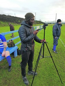  Ruke Ogude filming at the St Joseph's v Piltown game on Saturday last.
