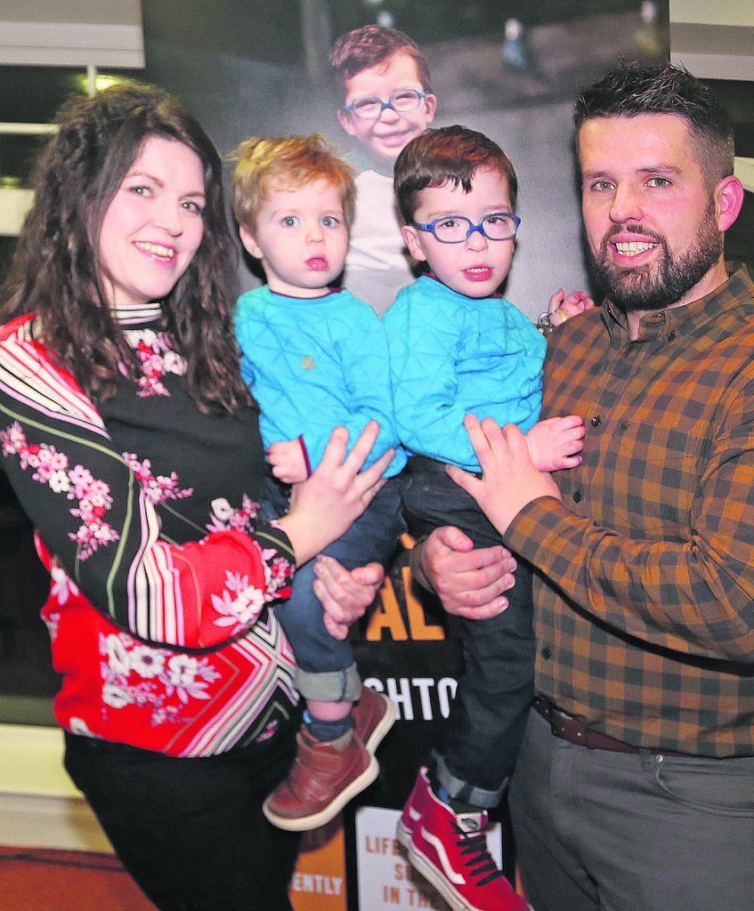 Debbie and David O'Sullivan pictured with sons Noah and Jack at the launch of the 'Noah's Wish To Walk' campaign which was held at the Greenway Manor Hotel on Wednesday evening last.							| Photo: John Power 