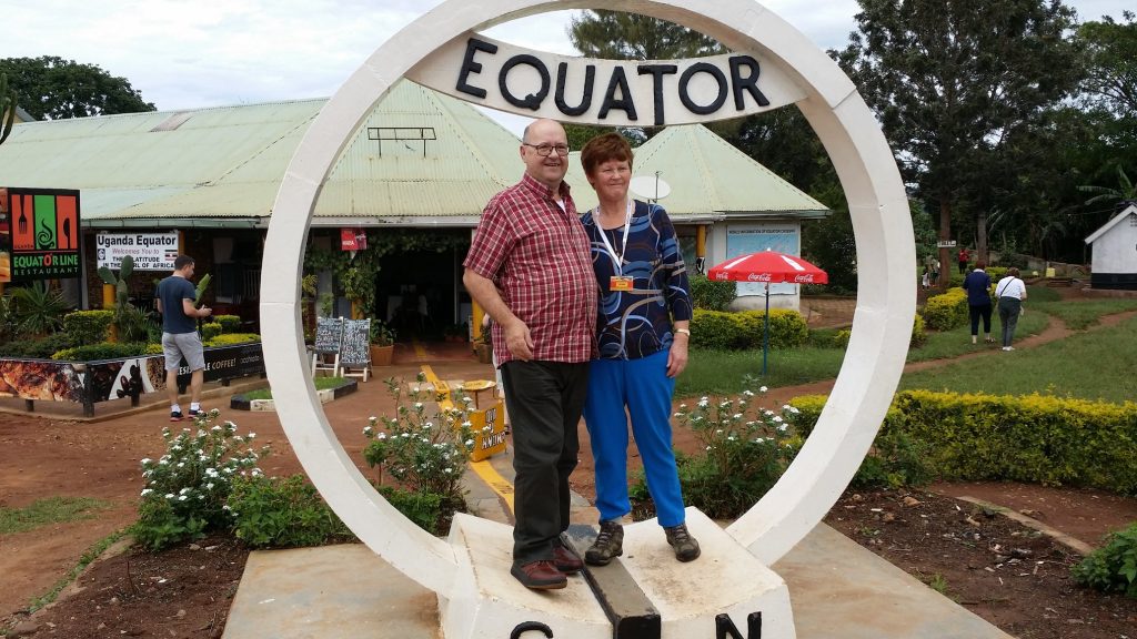 Harry and Ursula pictured on the Equator which is near Tiira. 