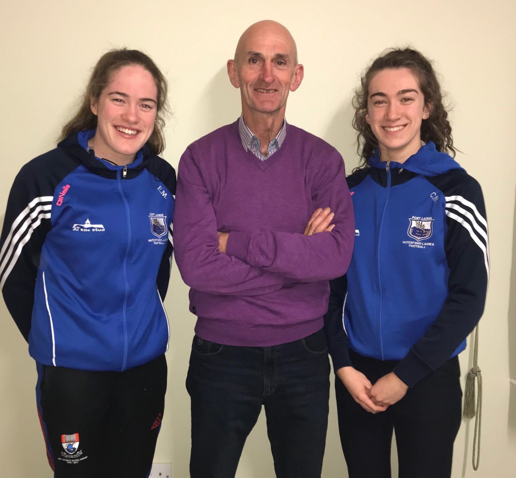 Waterford senior players Cora & Emma Murray pictured with their sponsor Cllr. Seanie Power.