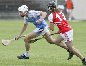 Roanmore's Emmet O'Toole in possession against Ballyduff's Finan Murray during the J.J.Kavanagh & Sons Waterford senior hurling championship play off in Fraher Field.  Photo:  Sean Byrne