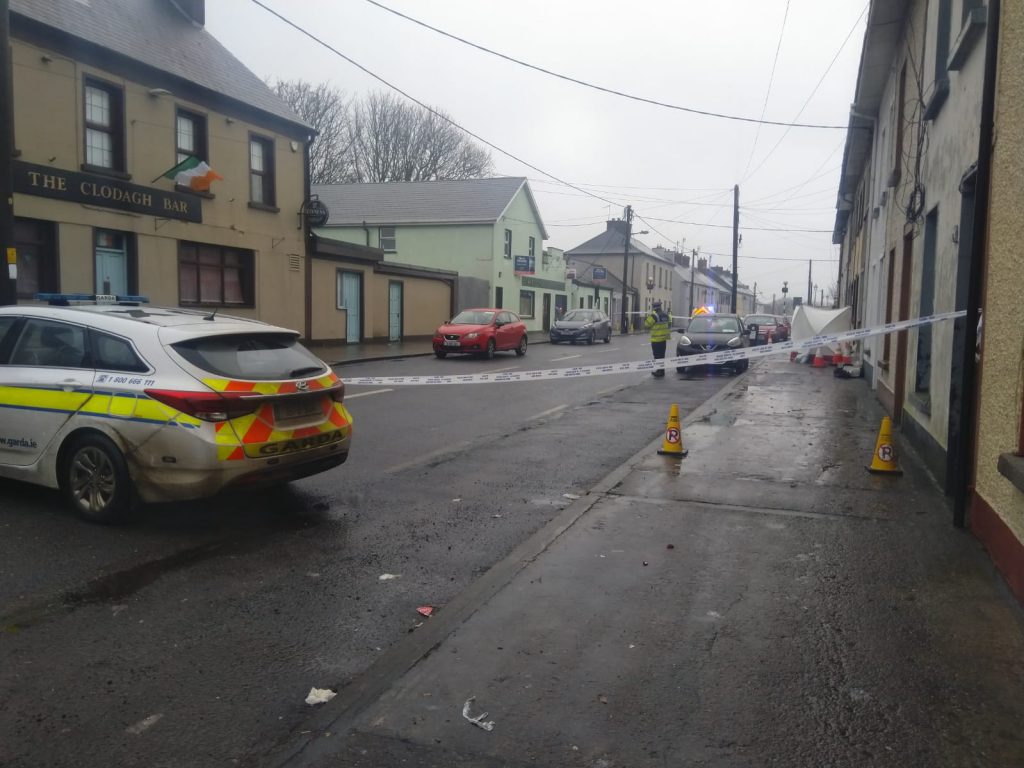 The scene at Brown Street, Portlaw in the hours following a serious assault on local man John Butler, who later died in hospital.