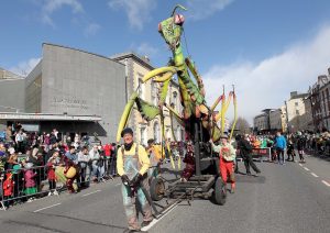 One of the many float’s in last year’s St Patrick’s Day Parade in Waterford. Photo: Noel Browne. 