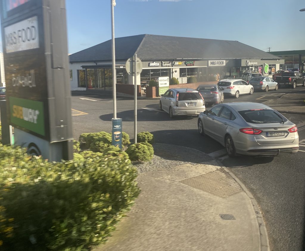 Queues formed at the Applegreen, Lemybrien yesterday afternoon.