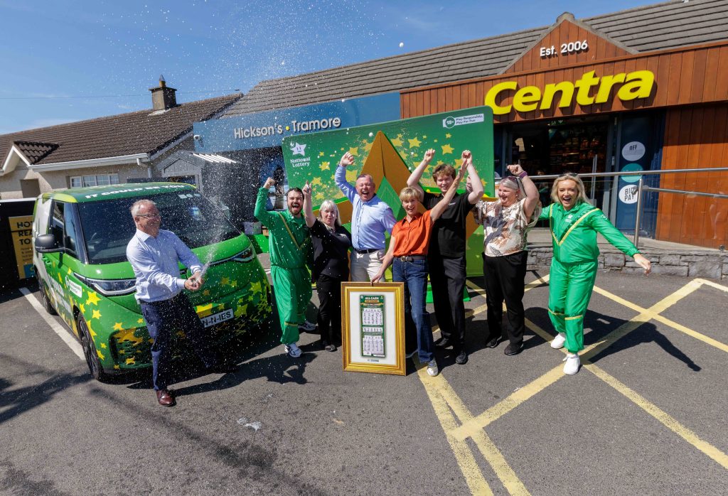 <strong>Hickson’s Centra Tramore sells €1m winning scratchcard</strong> Store owner Donal Hickson was photographed celebrating with staff members alongside the National Lottery Winnies after his store, Hickson’s Centra, Tankfield, Corbally in Tramore, was revealed as the selling location of a €1 million winning All Cash Millionaire Scratch Card. Photos: Dylan Vaughan